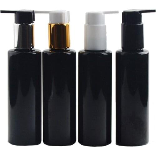 10pcs Lotion Bottle Empty Cosmetic Packaging Black Pump Bottles Beak Head Refillable Plastic Containers Gold Silver Neck 100ml