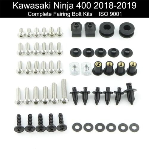 Fit For Kawasaki Ninja 400 2018 2019 Complete Full Fairing Bolts Kit Bodywork Screws Fairing Clips Covering Bolt Stainless Steel