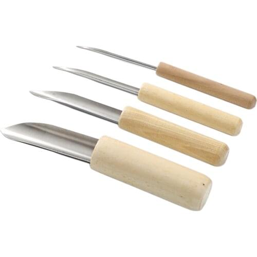 4x Pro Clay Hole Cutters Punch Circle Pottery Clay Sculpture Wooden Drawing Polymer Marking Drilling Student Ceramic Tool
