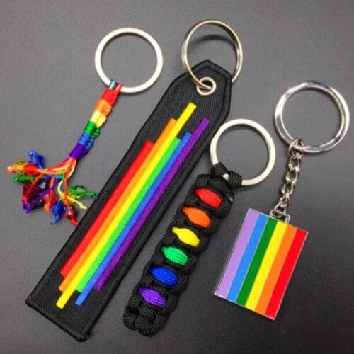 Pansexual LGBT Six-color Rainbow Keychain Gay Couple Bag Pendant Commemorative Gift Decoration