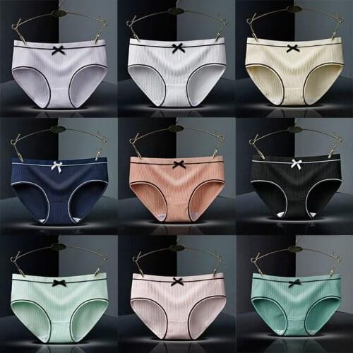 Bowknot Cotton Panty 3Pcs/lot Solid Womens Panties Comfort Underwear Skin-friendly Briefs Women Sexy Low-Rise Panty Intimates