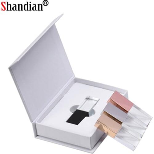 SHANDIAN Rose gold Crystal USB flash drive 2.0 with box usb memory stick pen drive Custom logo (Over 10 pieces free LOGO) U disk