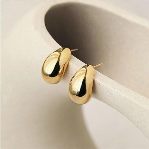 2121 New Geometric Water Droplets Smooth Simple Retro Metal Stud Earring for Woman Girls Party Holiday Accessories High Quality