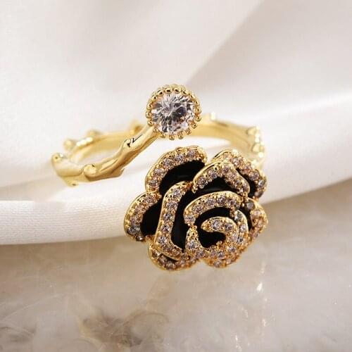 Vintage Rose Ring For Women Simple Temperament Flower Personality Engagement Jewelry Fashion Jewelry