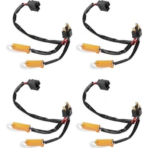 1 Pair H4 9003 LED Resistor Kit 6 ohm/8 ohm HID Relay Harness Adapter Error Free Anti Flicker Decoder Warning Canceller