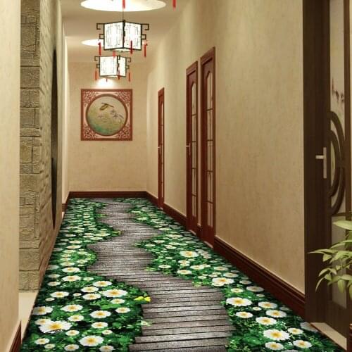3D Pastoral Long Corridor Carpet Home Entrance/Hallway Doormat Decorative Balcony Rug Anti-Slip Stairs Floor Mat Aisle Carpets