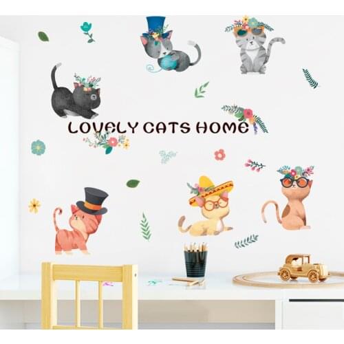 3D vivid cats wall stickers for kids rooms bathroom toilet home decor cartoon animal wall decals DIY mural art