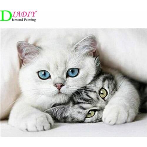 Cat DIY 5D Diamond Painting Full Round Rhinestones Animal Diamond Embroidery Cross Stitch Mosaic Home Decor