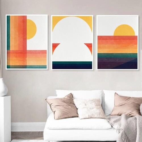 Abstract Sun Mid Century Wall Art Posters And Prints Canvas Painting Home Decoration Pictures Living Room Home Decor No Frame