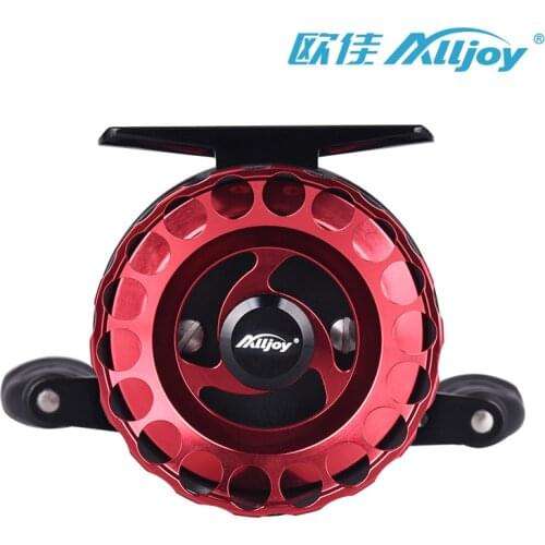 ALLJOY Fishing Wheel Red Black Alloy Design Strong Switching Magnetic Slowdown Fishing Wheel And Sturdy One-Button Aluminum