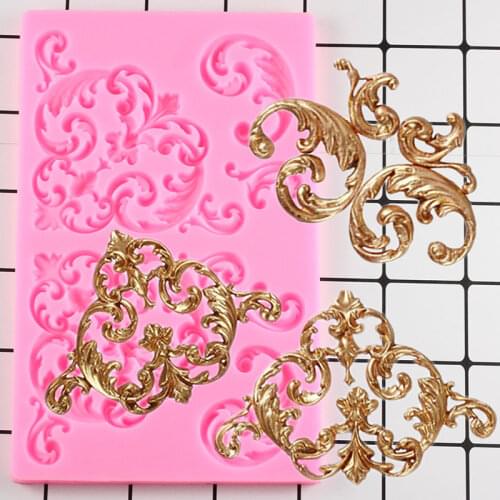 Baroque Scroll Relief Fondant Cake Decorating Tools Cake Border Silicone Molds Cupcake Chocolate Gumpaste Candy Clay Mould
