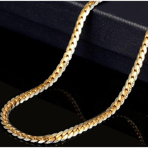 Fashion Clavicle Chain Yellow Gold Filled Men Womens Two - Color Geometric Necklace