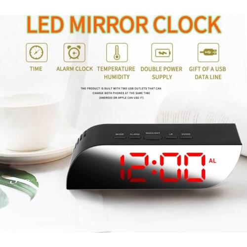 Home Decor Digital Mirror Clock LED Alarm Clock Night Lights Temperature Display Office desktop decorations Despertador New Sale