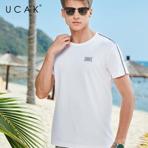UCAK Brand Classic O-Neck T-Shirt Men Clothes Summer New Fashion Streetwear Casual Solid Color Breathing Tee Tops Homme U5607