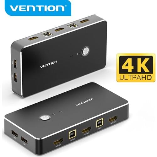 Vention HDMI KVM Switch 2 Port 4K USB Switch KVM VGA Switcher for Sharing Printer Keyboard Mouse TV KVM Spliiter Switch HDMI VGA