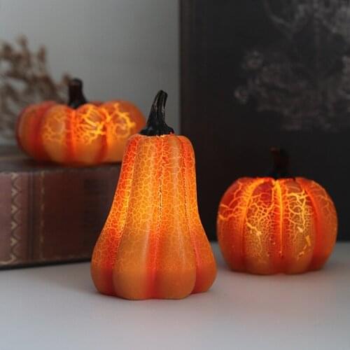 Artificial Pumpkins Light Realistic LED Candle Light Resin Ornaments Halloween Party Props Decoration GQ