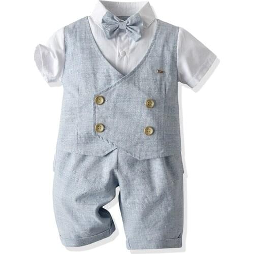 KEAIYOUHUO 2021 New Baby Suits Toddler Children Clothing Infant Kids Gentleman Set Summer Newborn Clothes Short 0-2 Years old