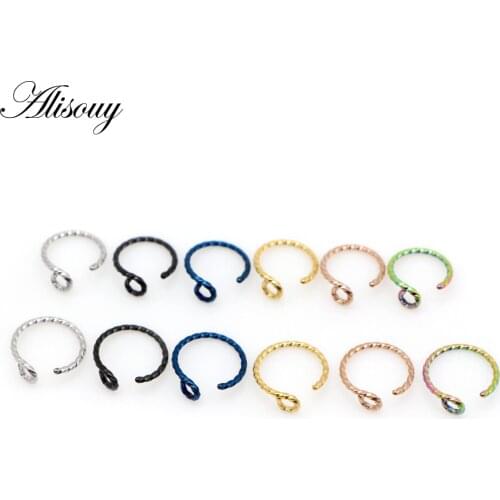 Alisouy 1pcs C Shape Fake Nose Ring Lip Hoop Septum Rings Stainless Steel Nose Piercing Fake Piercing Oreja Pircing Jewelry