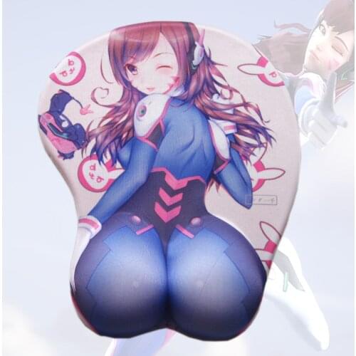 Anime Mouse Pad Ergonomic Gaming Mousepad with Wrist Support OW D.VA Sexy Butt Soft Silicon Gel 3D Mouse Pad Mat