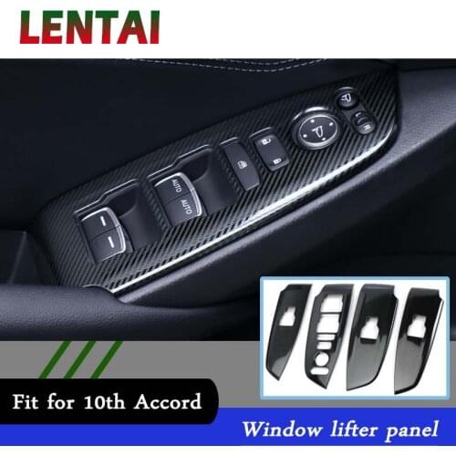 LENTAI 4x Auto Car Styling Stainless Steel Window Lifter Botton Device Frame Sticker For Honda Accord 10th 2017 2018 Accessories