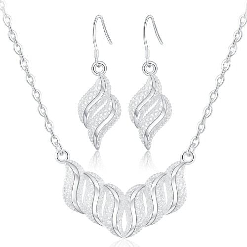 LS006 Eearring Necklace jewelry set NEW ARRIVE hot Popular WOMEN Beautiful fashion Elegant silver color charm retro pretty