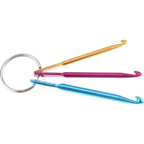 Mini Color alumina crochet single head crochet 3pc set of portable travel keychain metal crochet sweater short crochet