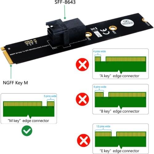 M.2 Module with Mini-SAS H D (SFF-8643) 36-Pin Connector for U.2 SFF-8639 NVMe