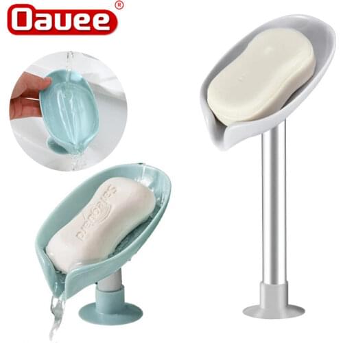 Soap box, soap holder, bathroom accessories, soap box, creative free perforated soap holder, drainage soap box, leaf shape