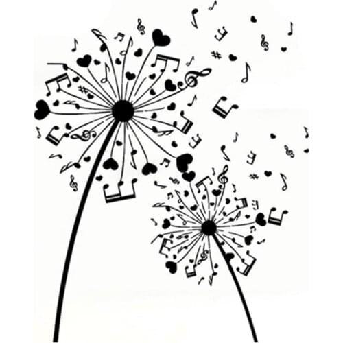 Music Dandelion Note Car Sticker Cool Decal For Car waterproof decals Car Styling Accessories Window Decor AL476
