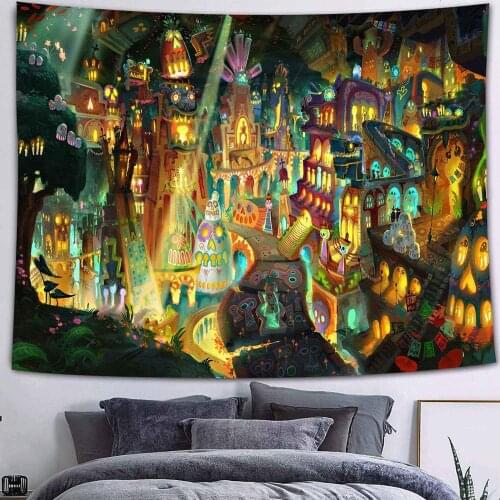 2020 New Fashion Psychedlic Cartoon animated children tapestry Fantasy landscape Hippie Room Wall Hanging Blanket Art Home Decor