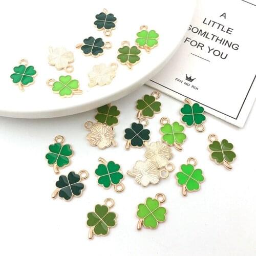 10pcs/lot 4 Colors New Fashion Enamel Gold Plated Four Leaf Clover Charms for DIY Bracelet Jewelry Making Findings Accessories