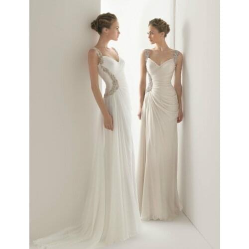 2018 New design hot seller Beaded Strap Chiffon Custom-made crystal beading brides prom bridal prom gown bridesmaid dresses