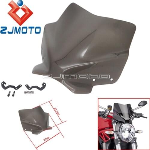 New Smoke Windshield Air Deflector W / Steel Bracket Mounting Screws For Ducati Monster 797 821 1200 R/S 2014-2020 Custom