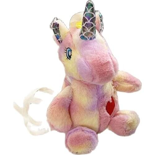 Wholsale 8pcs/lot New 22cm Cartoon Animal Unicorn Stuffed and Plush Toys Cute Unicorn Plush Backpack Small Bag Gifts for Girls