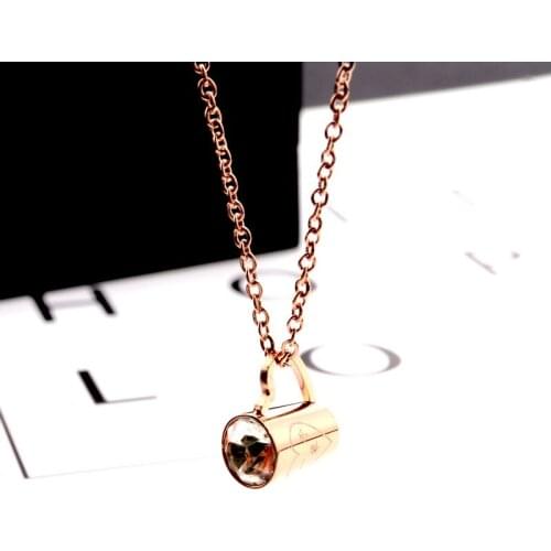 Rose gold necklace women Water cup pendant Zircon necklace stainless steel couple necklace fashion jewelry on the neck wholesale