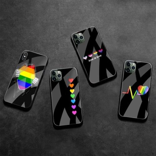 Rainbow Gay Lesbian LGBT Phone Case Tempered Glass For iPhone 12 pro max mini 11 Pro XR XS MAX 8 X 7 6S 6 Plus SE 2020 case