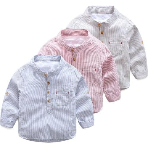 Striped Shirt Spring Autumn New Arrival Boy Childrens Clothing Casual Button Long-sleeved Cool Kids Baby Boy Shirt