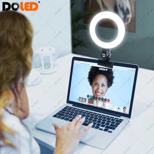 DOLED 6/8" Ring Light Led Lamp RGB Lighting with Clip on Laptop Computer for Video Conference Zoom Webcam Chat Live Streaming