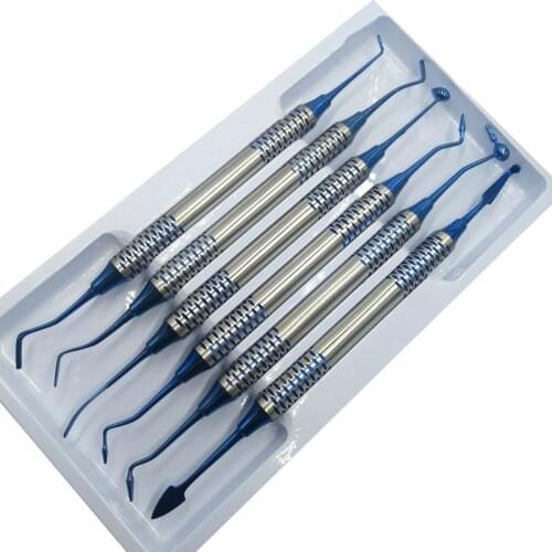 6Pcs/set Composite Resin Filling Spatula Plated Head Filler Thick Handle Dental Restoration Set Dental instrument