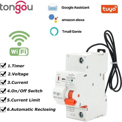 1P WIFI Circuit Breaker Timer Remote Control with Overload and Overvoltage/Undervoltage Protection Intelligent Reclosing Switch