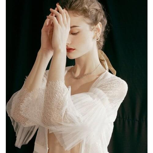 Spring and Summer Nightgown Feminine Lace Mesh Mid-length Nightgown Can Be Worn Outside The Home Service Fairy Nightgown Jacket