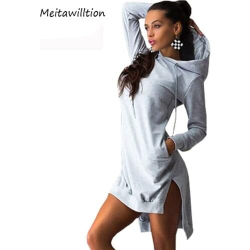 Autumn Winte Women Hoodies Sweatshirt 2020 Casual Long Sleeve Pockets Hoody Pullover Female Slim Hoody Dress Vestidos