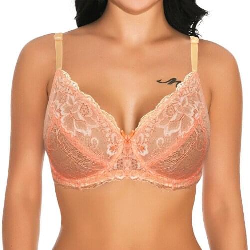 Womens Sheer Lace Non Padded Underwire Bow Support Everyday Small Breast Woman Bra A B C D DD E 30 32 34 36 38 40 42 44