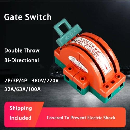 1PC 30A/32A/63A/100A Two Pole Double Throw Knife Disconnect Switch Knife switch 2P 3P 4P household dual power switch