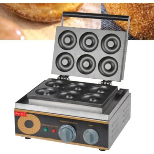 110V 220V Non-Stick Commercial Electric Sweet Donut Machine 6pcs Donut Fryer Waffle Maker Commercial Cake Machine Free Shipping