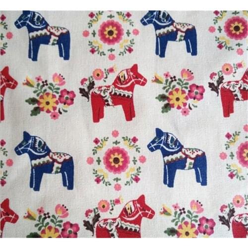 150 cm X 50 cm IDY handmade pony printed linen fabric for pillow/curtain/sofa sets/tablecloth
