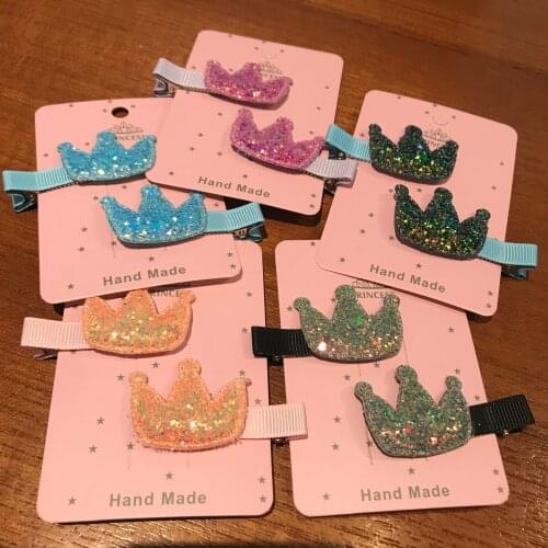 2PCS/Set Girls BB Head Wear Shining Hair Pins For Kids Party Gifts Imperial Crown Icon Hair Clips Sequins Barrettes Hair Decor