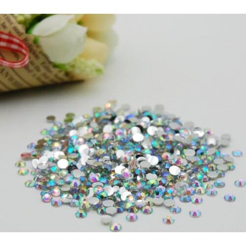 2000pcs Top Quality 2mm-5mm (SS6-SS20) Clear AB Nail Rhinestones 3D Nail Art Decoration Silver Flatback Rhinestone