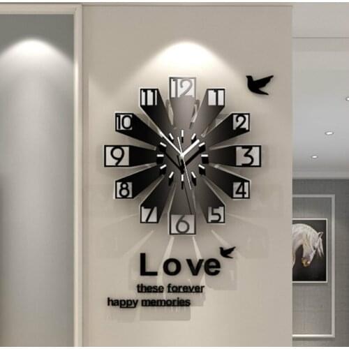 3D Minimalist Wall Clock Sticker Acrylic Modern Design Creative Wall Clock Digital Living Room Orologio Parete Home Decor AF50WC