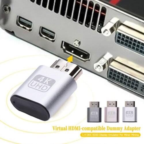 HDMI-compatible Virtual Display Adapter 1.4 DDC EDID Dummy Plug Lock Graphics Card GPU Rig Emulator for Bitcoin BTC Mining Miner